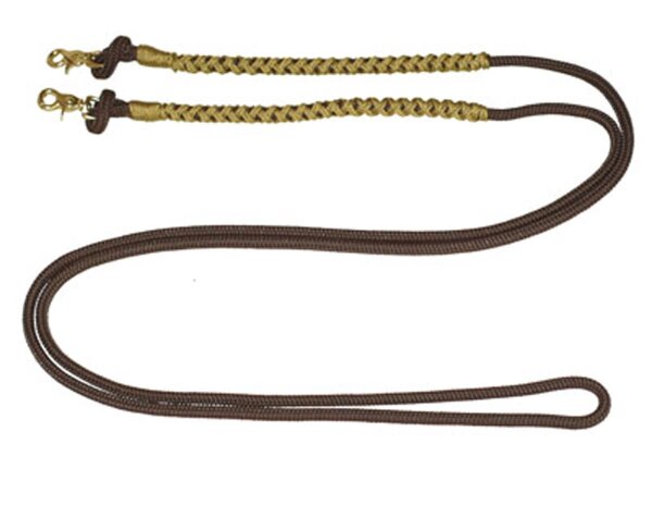 CG HEUNETZE rope reins Flavor brown with braiding beige closed