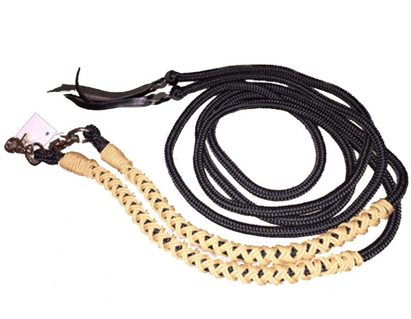 CG HEUNETZE rope reins Flavour brown with braiding beige Western