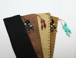 Protective Cover for Hoof Plane or Hoof Rasp -Suede with Beautiful Pearls Brown Pony Colourful Pearls