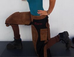 CG HEUNETZE Leather Apron Cordura with Leather Trim, Padded Short Brown