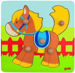 GOKI Steckpuzzle Pferd mit Griffen