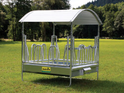 PATURA professional square horseshoe with palisade fencing for horses including roof edge protection & three point protection bar
