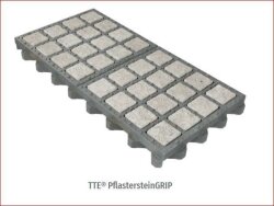 TTE paving stones GRIP for Multidrain by Hübner-Lee - grey, rough higher surface 74 mm x 74 mm x 51 mm